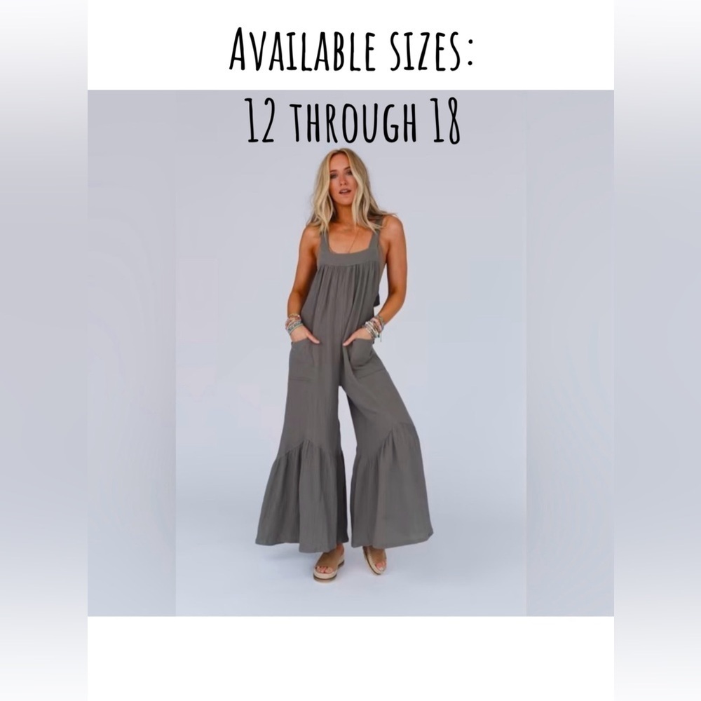 NEW-Sienna Wide Leg Ruffle Jumpsuit (Plus Size)